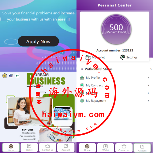 新版海外贷款系统/小额贷款平台/信用分/合同/提现码